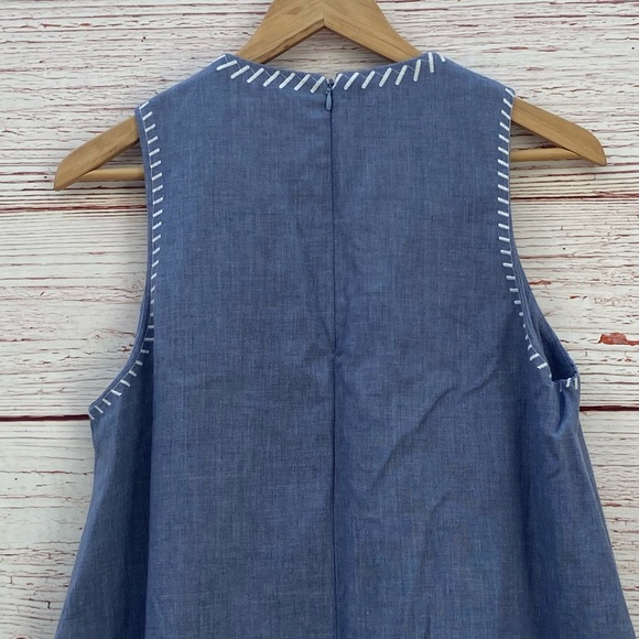 NWT Zara Blue Chambray Embroidered Tent Mini Dress Sz S - Picture 9 of 16
